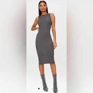 PLT Sleeveless Gray Bodycon Midi Dress